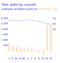 Net debt by month